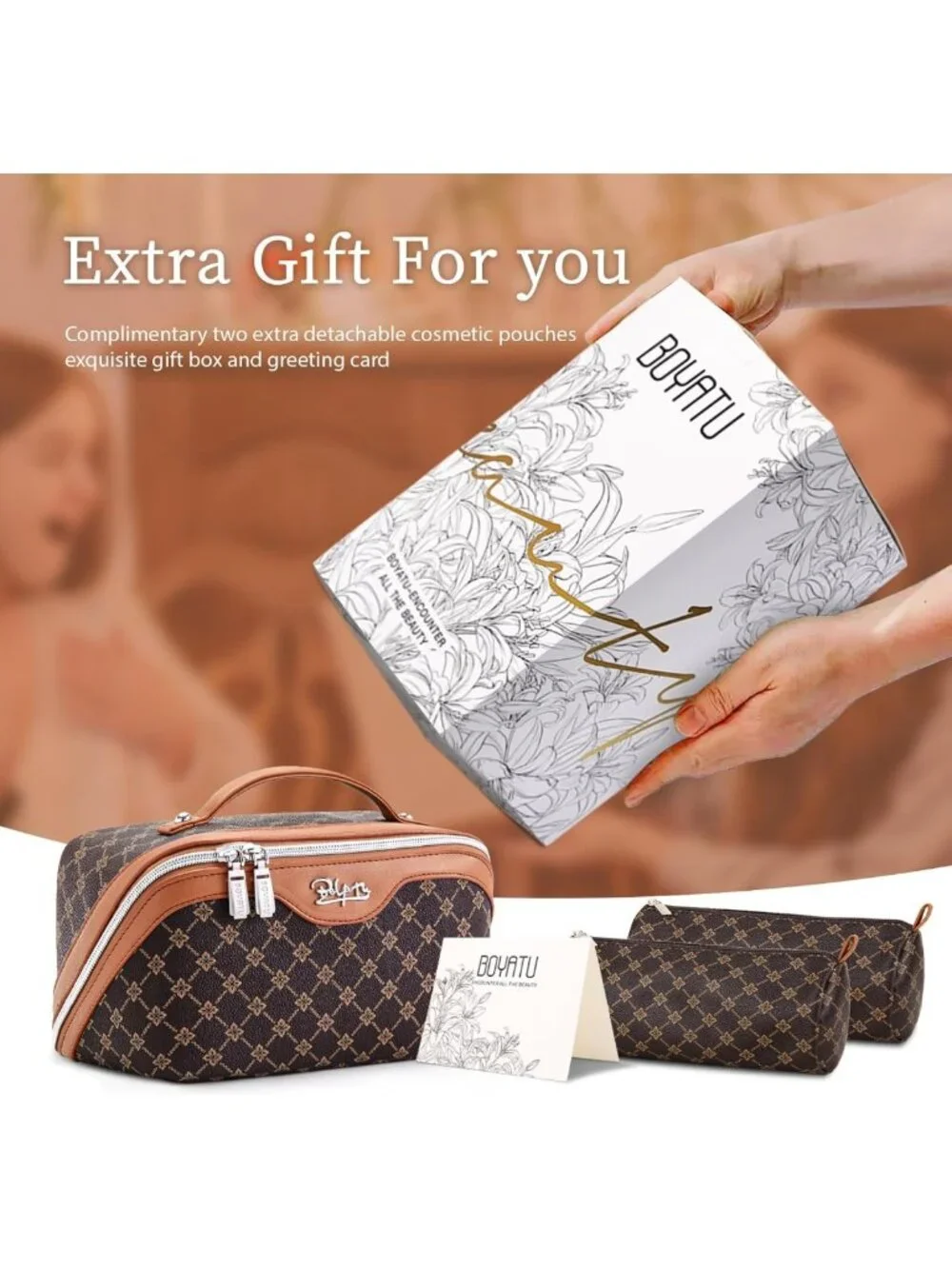 3-Piece Travel Makeup Bag Set for Women - Stylish Cosmetic Organizer & Storage